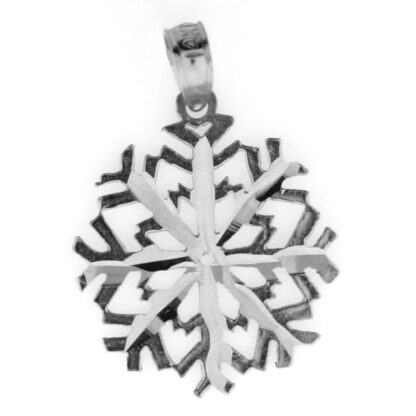 14K White Gold Diamond Cut Snowflake Charm/Pendant