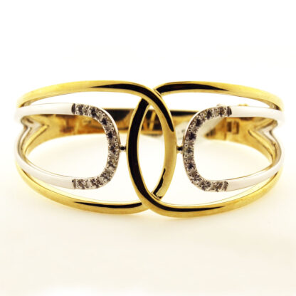 Sterling Silver & Yellow Gold Plated White Sapphire Bangle Bracelet