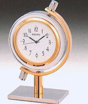 Seiko Silver Gold Tone Desk Clock Golden Creations