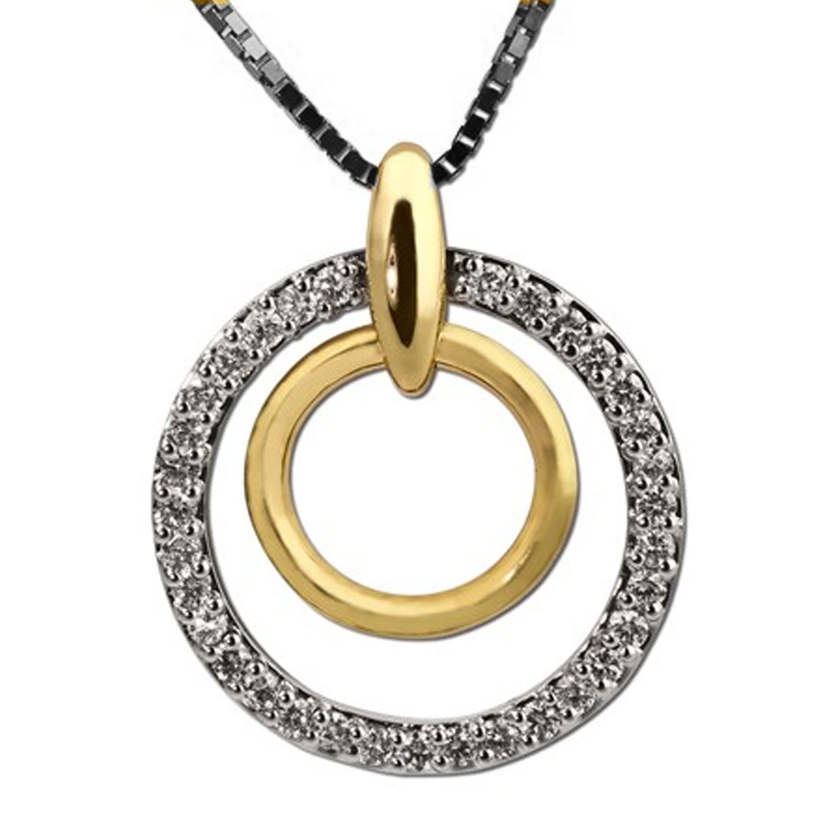 Buy Medium Size Two Tone Solid Gold Double Circle Infinity Diamond Necklace  Online in India - Etsy