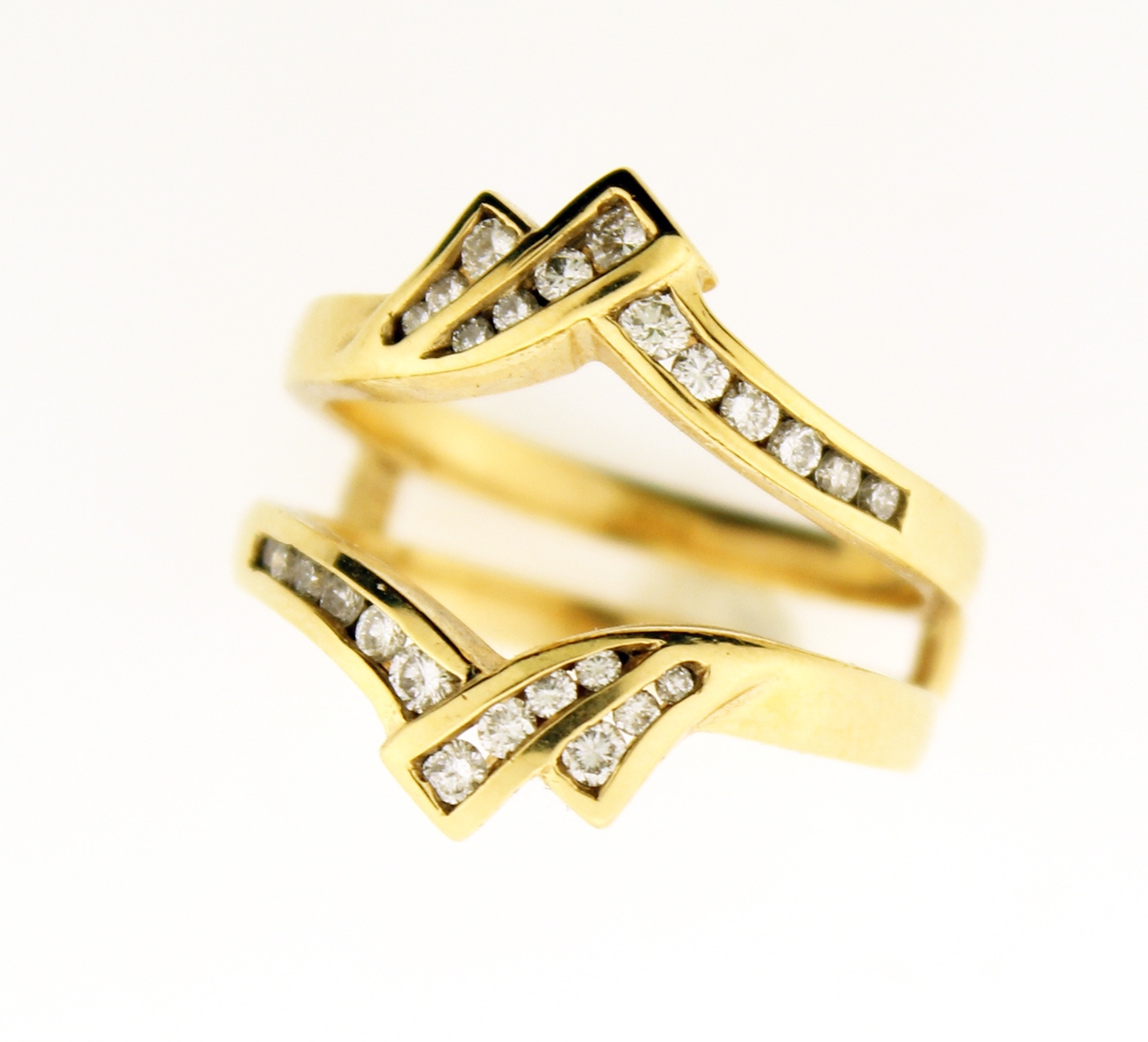 Women's Solid 14kt Yellow Gold Round Diamond Ring Guard Wrap Enhancer  Wedding Band 1/2 Cttw Ring Size 6.5 - Walmart.com