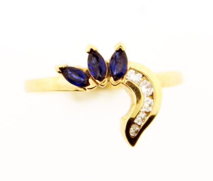 14K Yellow Gold Sapphire & Diamond Ring Wrap