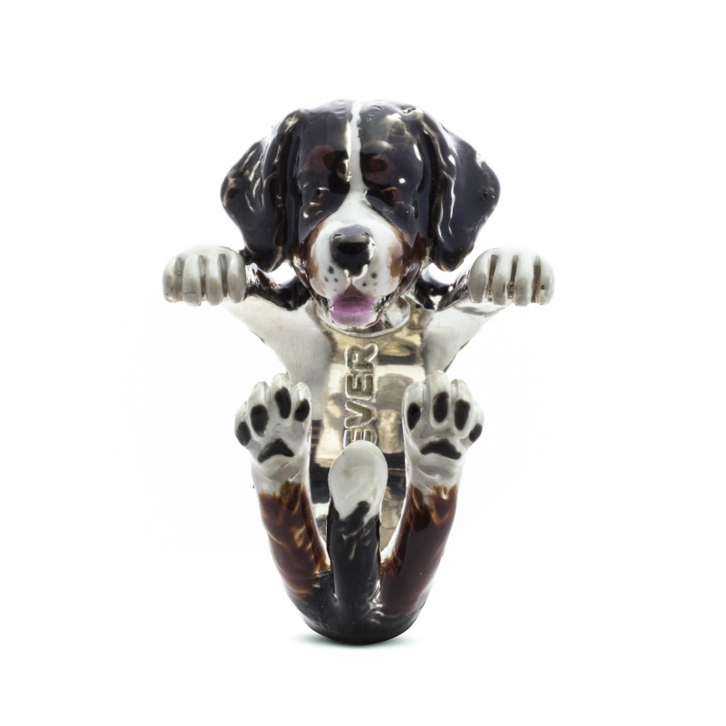 Bernese Mountain Dog Enamel Hug Ring - Golden Creations