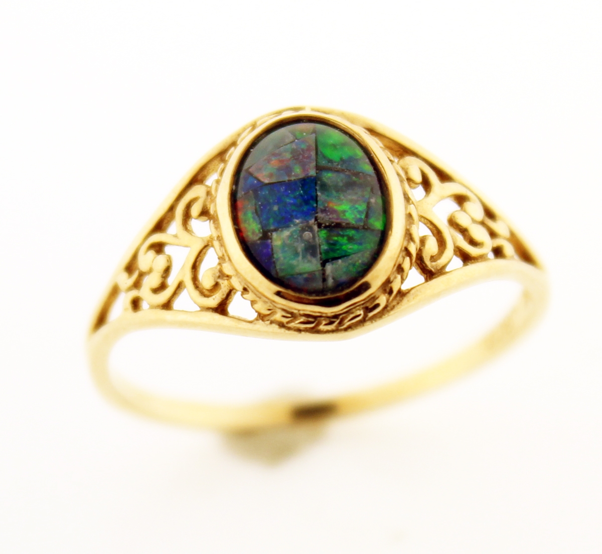 Mosaic store opal ring