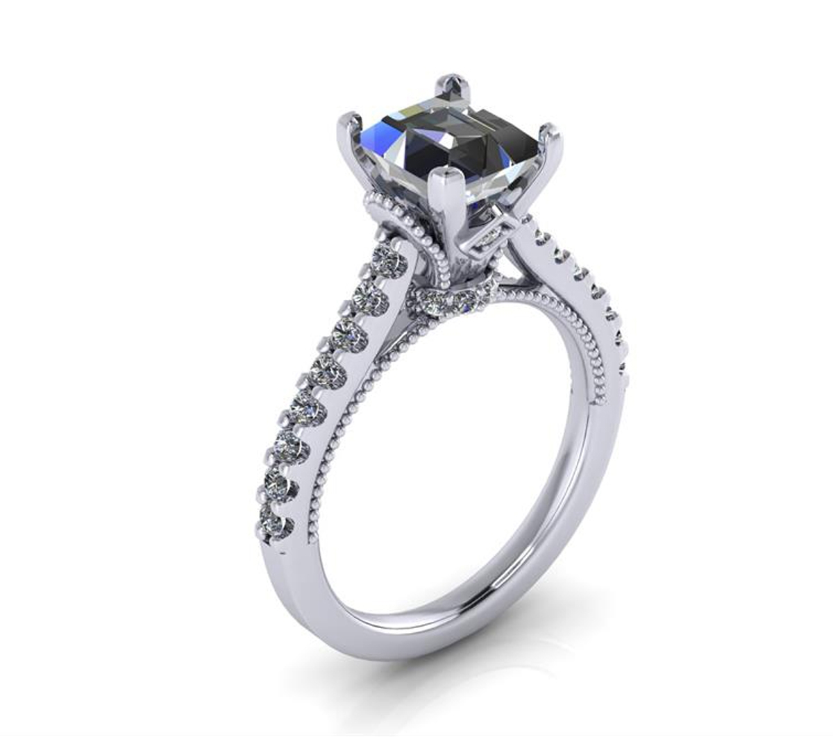 14K White Gold Diamond Engagement Ring Mount - Golden Creations