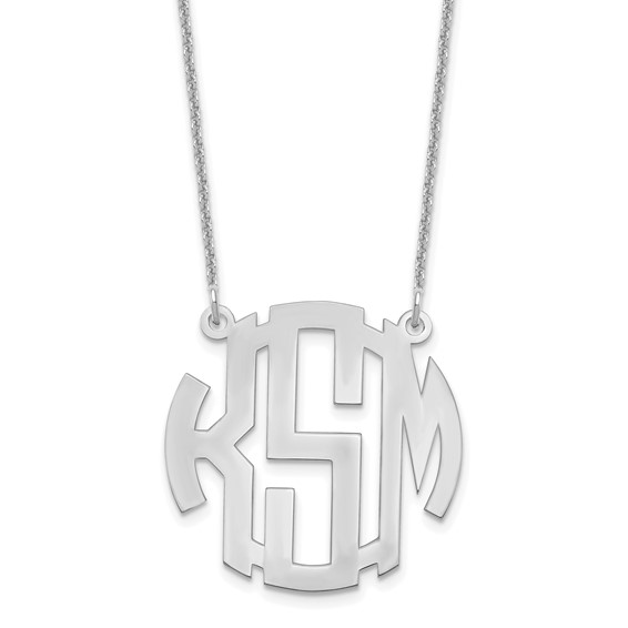 Sterling Silver Vertical Cutout Monogram Necklace