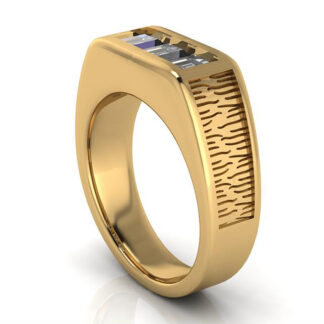 Men's Diamond & Lab-Created Ruby Lion Ring 1/2 ct tw Round-cut 10K Yellow  Gold