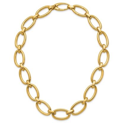 18K Yellow Gold Solid Oval Link Necklace - Image 2