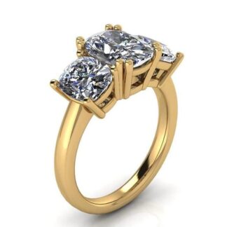 14K Yellow Gold 3-Stone Engagement Mounting