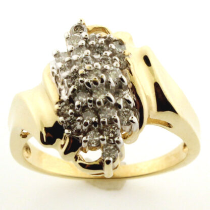 10K Yellow Gold Diamond Cluster Fashion Ring