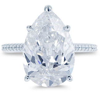 14K White Gold 8.03 carat Pear Shape Diamond Engagement Ring