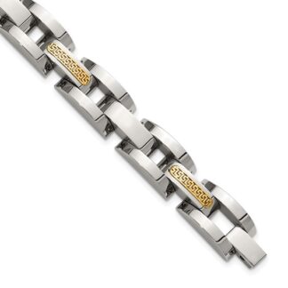Men's Stainless Steel & 14K Yellow Gold Accented Link Bracelet
