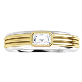 14K Two Tone Gold Emerald Cut Ring Mounting