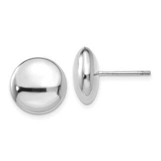 14K White Gold Polished Button Stud Earrings