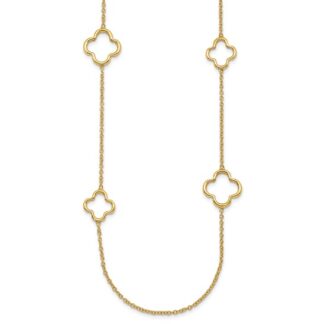 14K Yellow Gold Polished Open Floral Necklace