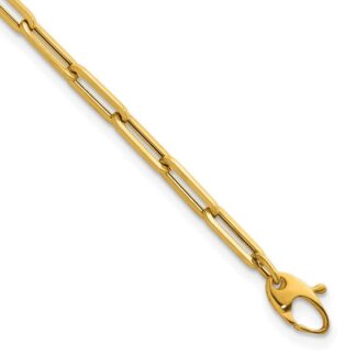 14K Yellow Gold Polished Paperclip Link Bracelet