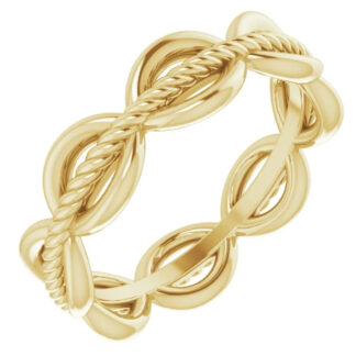 14K Rope Band with Twist Edges