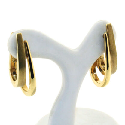 14K Yellow Gold Polished & Brushed Hinged Hoop Earrings