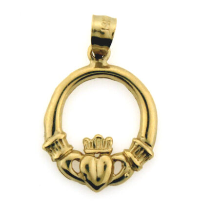 14K Yellow Gold Polished Claddagh Charm/Pendant