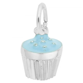 Sterling Silver Blue Frosted Cupcake Charm