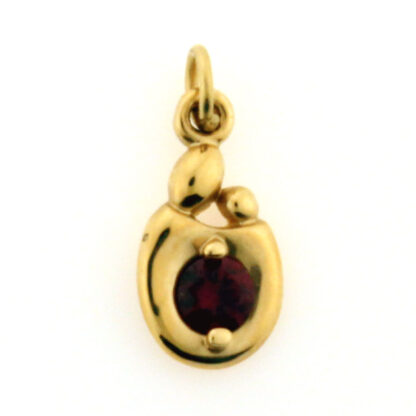 14K Yellow Gold Mother & Child Garnet Charm/Pendant