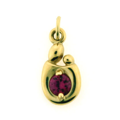 14K Yellow Gold Mother & Child Ruby Charm/Pendant