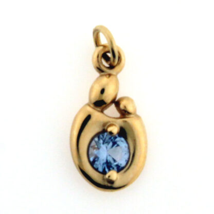 14K Yellow Gold Mother & Child Blue Topaz Charm/Pendant