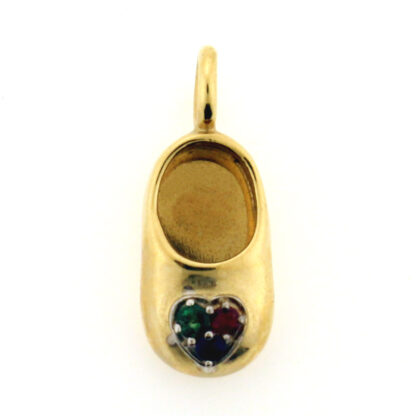 14K Yellow Gold Ruby, Emerald & Blue Sapphire 3-D Shoe Charm/Pendant