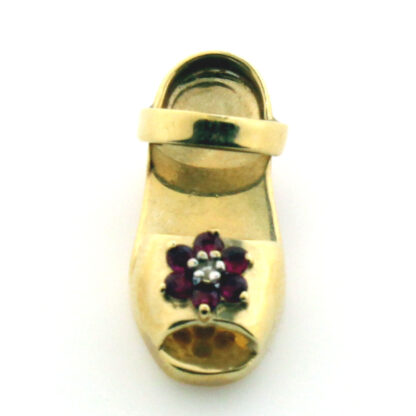 14K Yellow Gold Ruby Heel 3-D Charm/Pendant