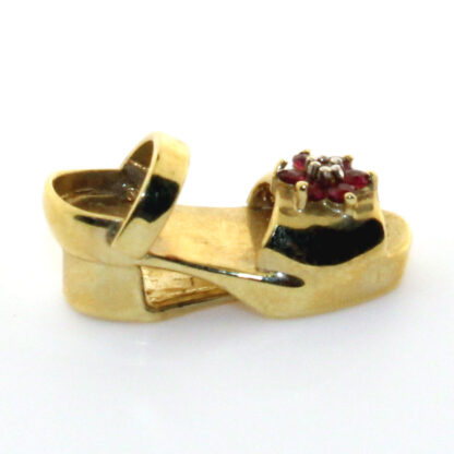 14K Yellow Gold Ruby Heel 3-D Charm/Pendant - Image 2