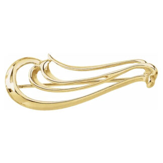 14K Yellow Gold Polished Freeform Brooch