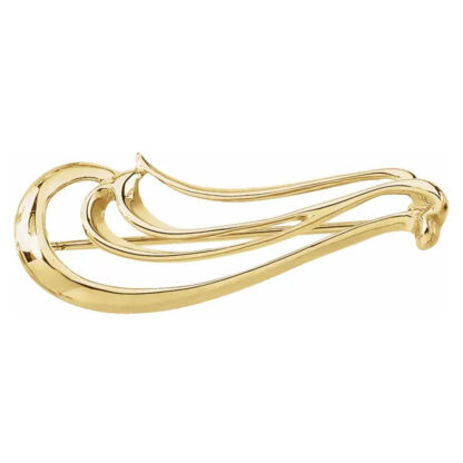 14K Yellow Gold Polished Freeform Brooch