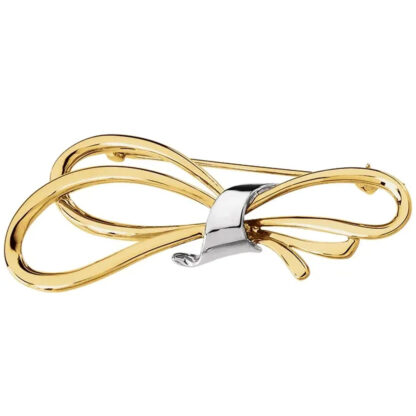 14K Two Tone Freeform Bow Brooch