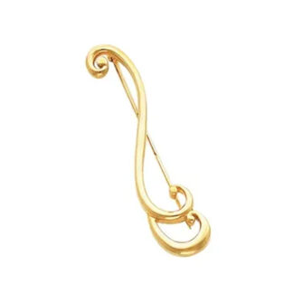 14K Yellow Gold Polished Freeform Brooch