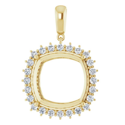 10K Yellow Gold Cushion Pendant Mount With Cubic Zirconias