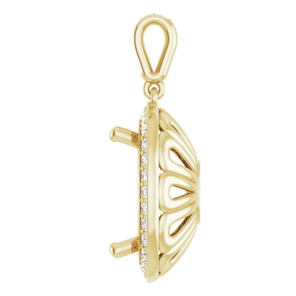 10K Yellow Gold Cushion Pendant Mount With Cubic Zirconias - Image 2