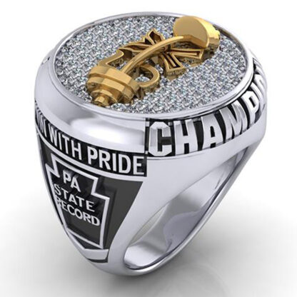 14K Yellow Gold & Sterling Silver Weightlifting State Championship Ring