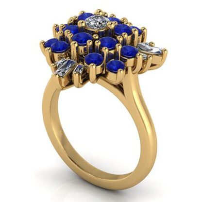 14K Yellow Gold Sapphire & Diamond Ring