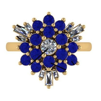 14K Yellow Gold Sapphire & Diamond Ring - Image 2