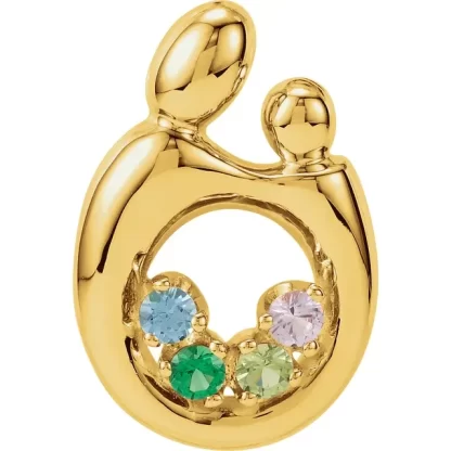 14K Yellow Gold Mother & Child Charm/Pendant (1-6 Birthstones) - Image 3