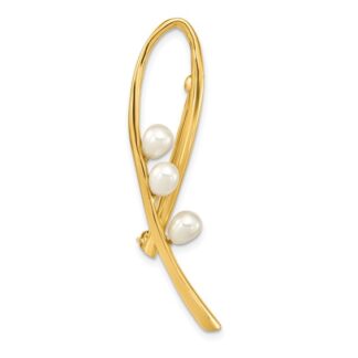 14K Yellow Gold Freshwater Cultured Pearl Teardrop Brooch