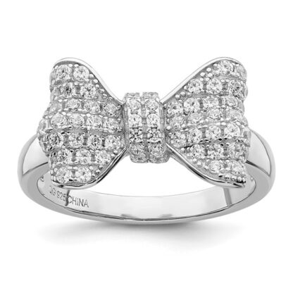 Sterling Silver Rhodium-Plated Cubic Zirconia Bow Ring