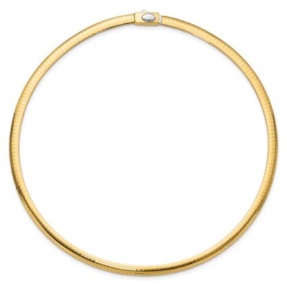 14k 5mm Reversible White & Yellow Gold Domed Omega Necklace - Image 3