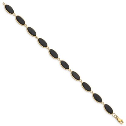 14K Yellow Gold Oval Onyx Bracelet