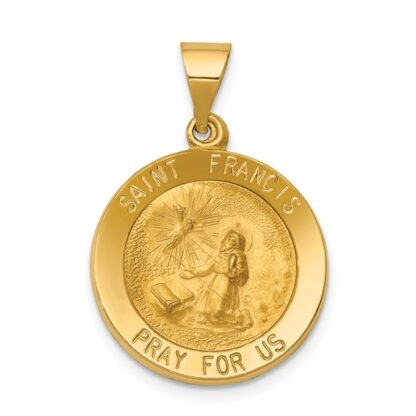 14K Yellow Gold Polished & Satin St. Francis Medal