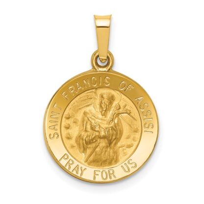 14K Yellow Gold Polished & Satin St. Francis of Assisi Medal