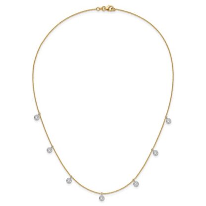 18K Two Tone Diamond Stations Necklace - Image 2