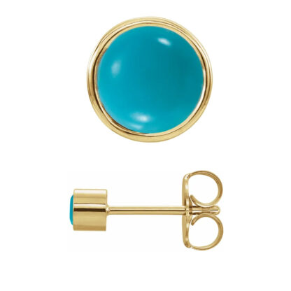 14K Yellow Gold Natural Turquoise Bezel-Set Earring