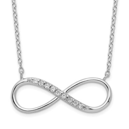 Sterling Silver Rhodium-Plated Cubic Zirconia Infinity Necklace