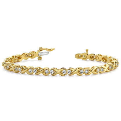 14K Yellow Gold Diamond X-Link Lovebird Bracelet